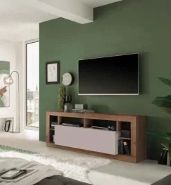 Soggiorno con libreria e porta tv Daniel Linea Verona in Rovere Mercure e Cashmere