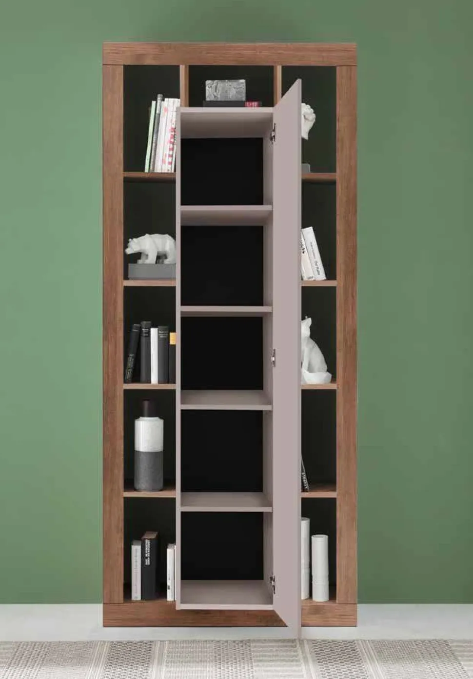 Soggiorno con libreria e porta tv Daniel Linea Verona in Rovere Mercure e Cashmere