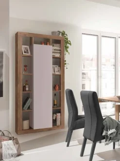 Soggiorno con libreria e porta tv Daniel Linea Verona in Rovere Mercure e Cashmere