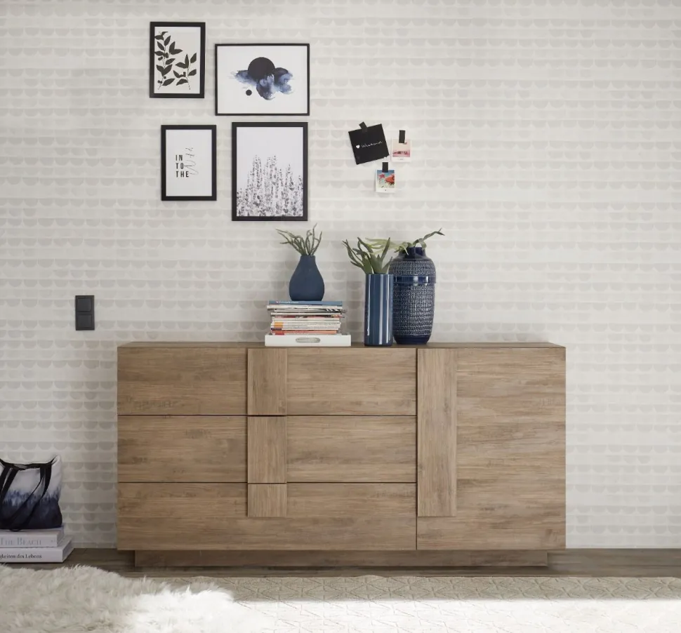Soggiorno Giunone linea Sax in finitura Rovere Mercure