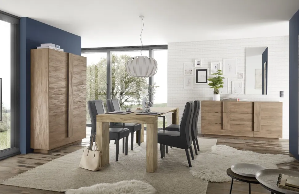 Soggiorno Giunone linea Sax in finitura Rovere Mercure