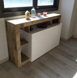 Soggiorno Mina linea Frame in Bianco Lucido e Pero