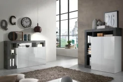 Soggiorno Mina linea Frame in Bianco Lucido e Ossido