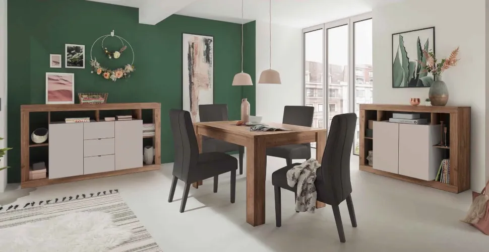 Soggiorno moderno completo Teo Linea Verona in Rovere Mercure e Cashmere
