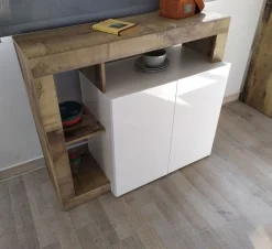 Soggiorno Porzia linea Frame in Bianco Lucido e Pero