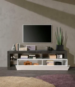 Soggiorno Porzia linea Frame in Bianco Lucido e Ossido