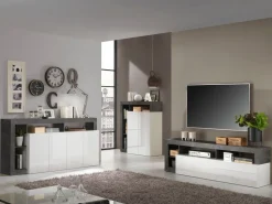 Soggiorno Porzia linea Frame in Bianco Lucido e Ossido