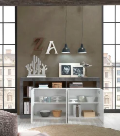 Soggiorno Porzia linea Frame in Bianco Lucido e Ossido