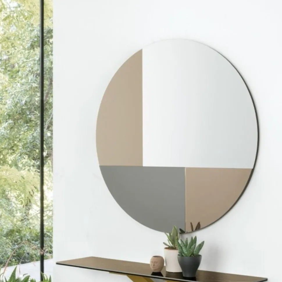 Specchiera in vetro composta da quattro specchi di diverse finiture PATCHWORK