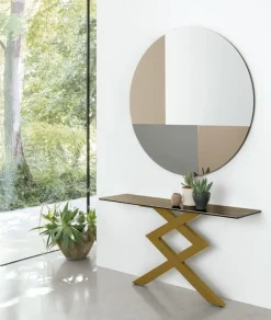 Specchiera in vetro composta da quattro specchi di diverse finiture PATCHWORK