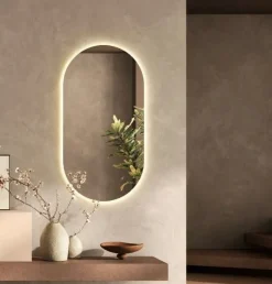 Specchiera ovale retroilluminata moderna luce calda