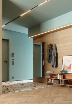 Specchiera rettangolare con mensole disponibile in 30 colori