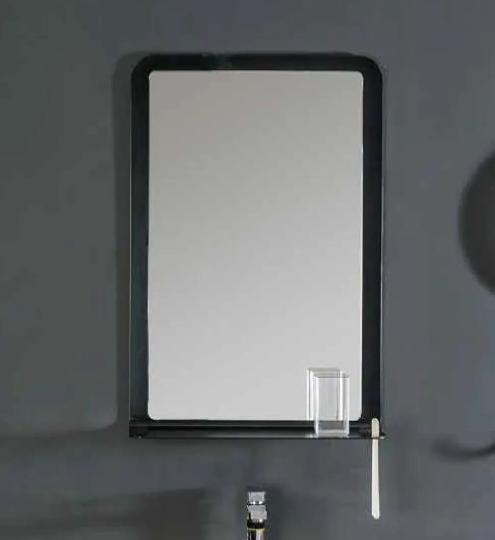 Specchio Alluminium con mensola integrata disponibile in vari colori