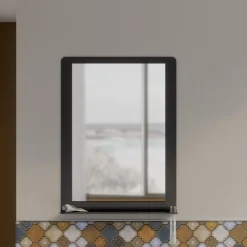 Specchio Alluminium con mensola integrata disponibile in vari colori