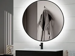 Specchio da bagno con cornice nera Zeus con Illuminazione LED decorativa
