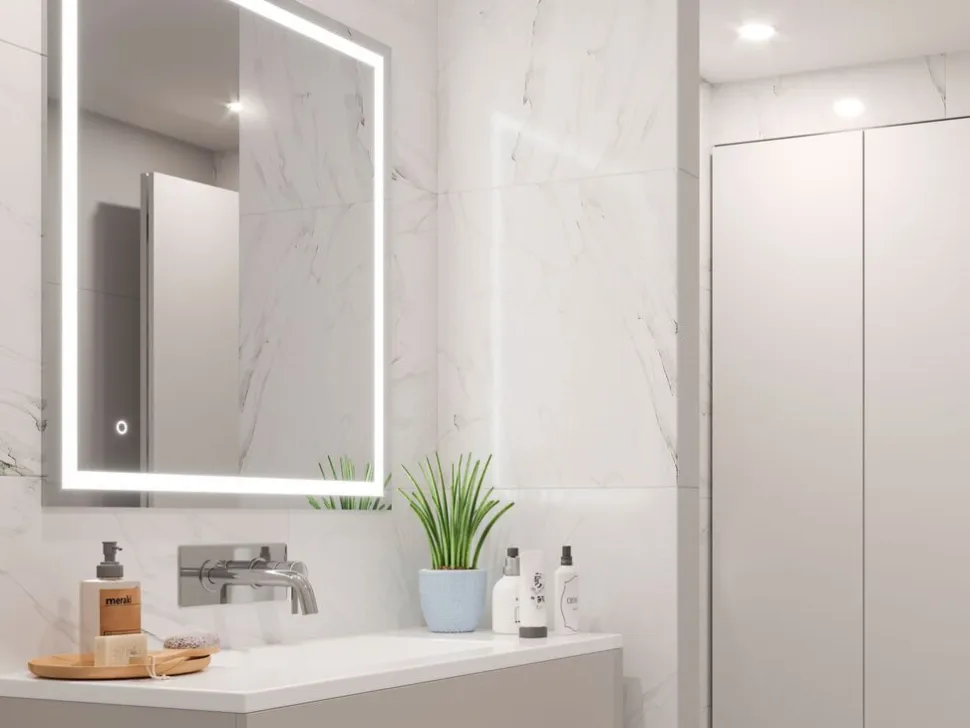 Specchio da bagno Heracles con illuminazione LED frontale e decorativa