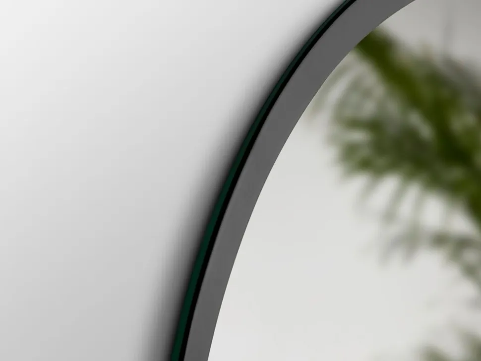 Specchio da bagno rettangolare con bordi arrotondati Cepheus con Illuminazione LED decorativa e cornice nera