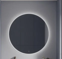 Specchio rotondo con sabbiatura perimetrale retroilluminata disponibile in 3 misure