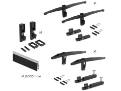 Staffe per 1 ripiano in legno, 1 modulo e 1 asta di sospensione, lunghezza 1 m Zero, Zama, Verniciato nero testurizzato