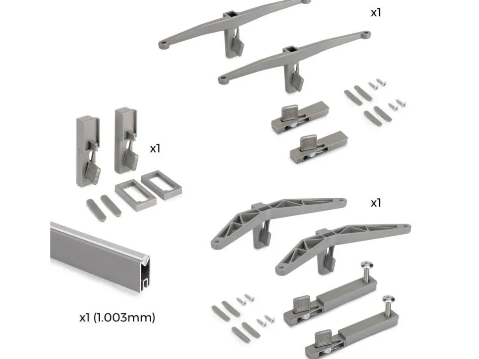 Staffe per 1 ripiano in legno, 1 modulo e 1 asta di sospensione, lunghezza 1 m Zero, Zama, Verniciato nero testurizzato