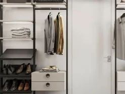Supporti per 3 ripiani in Legno e 1 modulo per struttura Zero, Zama, Verniciato grigio pietra