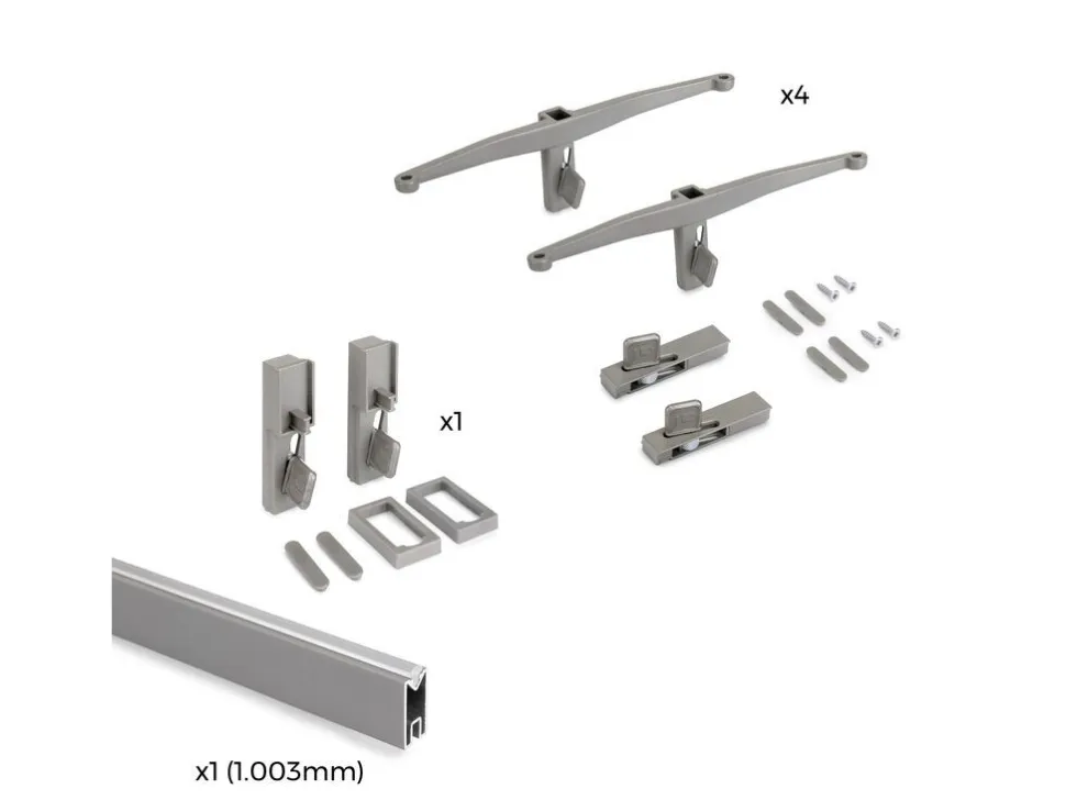 Supporti per 3 ripiani in Legno e 1 modulo per struttura Zero, Zama, Verniciato grigio pietra