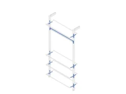 Supporti per 3 ripiani in Legno e 1 modulo per struttura Zero, Zama, Verniciato grigio pietra