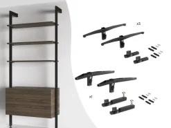 Supporti per 3 ripiani in Legno e 1 modulo per struttura Zero, Zama, Verniciato grigio pietra