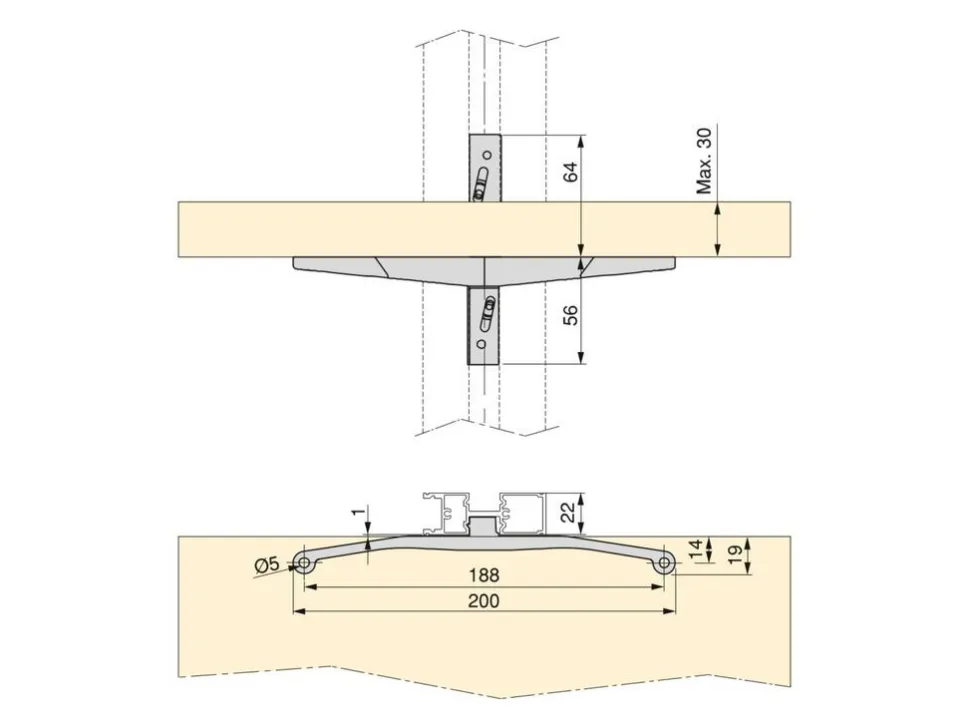 Supporti per 3 ripiani in Legno e 1 modulo per struttura Zero, Zama, Verniciato grigio pietra