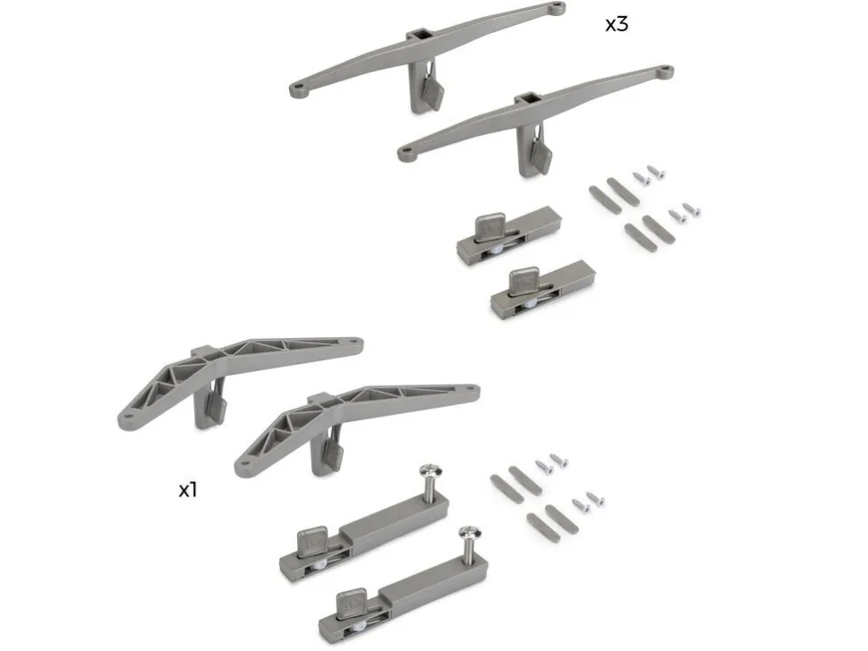 Supporti per 3 ripiani in Legno e 1 modulo per struttura Zero, Zama, Verniciato grigio pietra