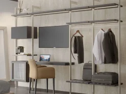 Supporti per 3 ripiani in Legno e 1 modulo per struttura Zero, Zama, Verniciato grigio pietra