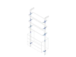 Supporti per 3 ripiani in Legno e 1 modulo per struttura Zero, Zama, Verniciato grigio pietra