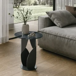 Tavolino angolare con piano in vetro temprato trasparente Cocktail