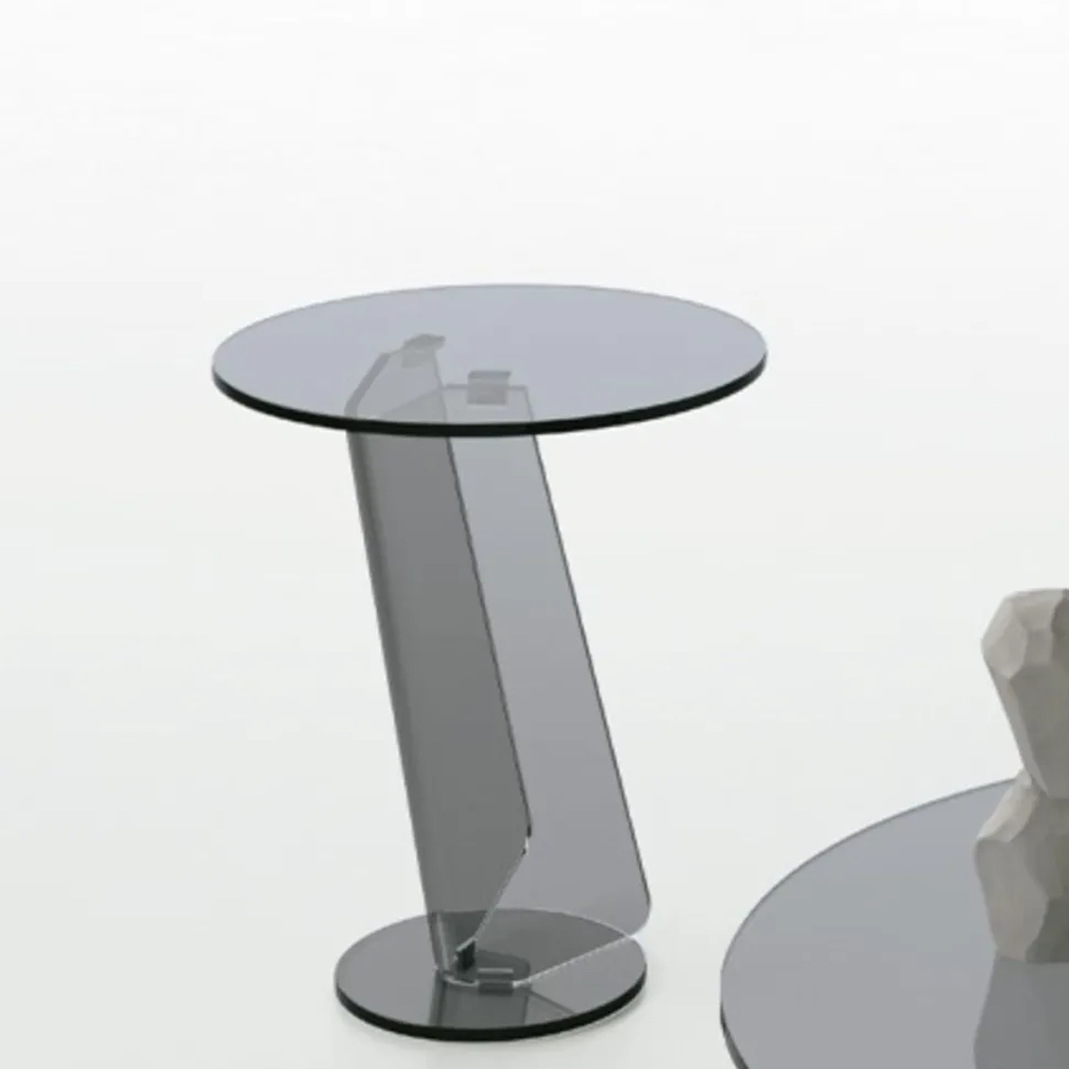 Tavolino angolare da salotto in vetro curvato trasparente Miraggio Corner disponibile in vari colori