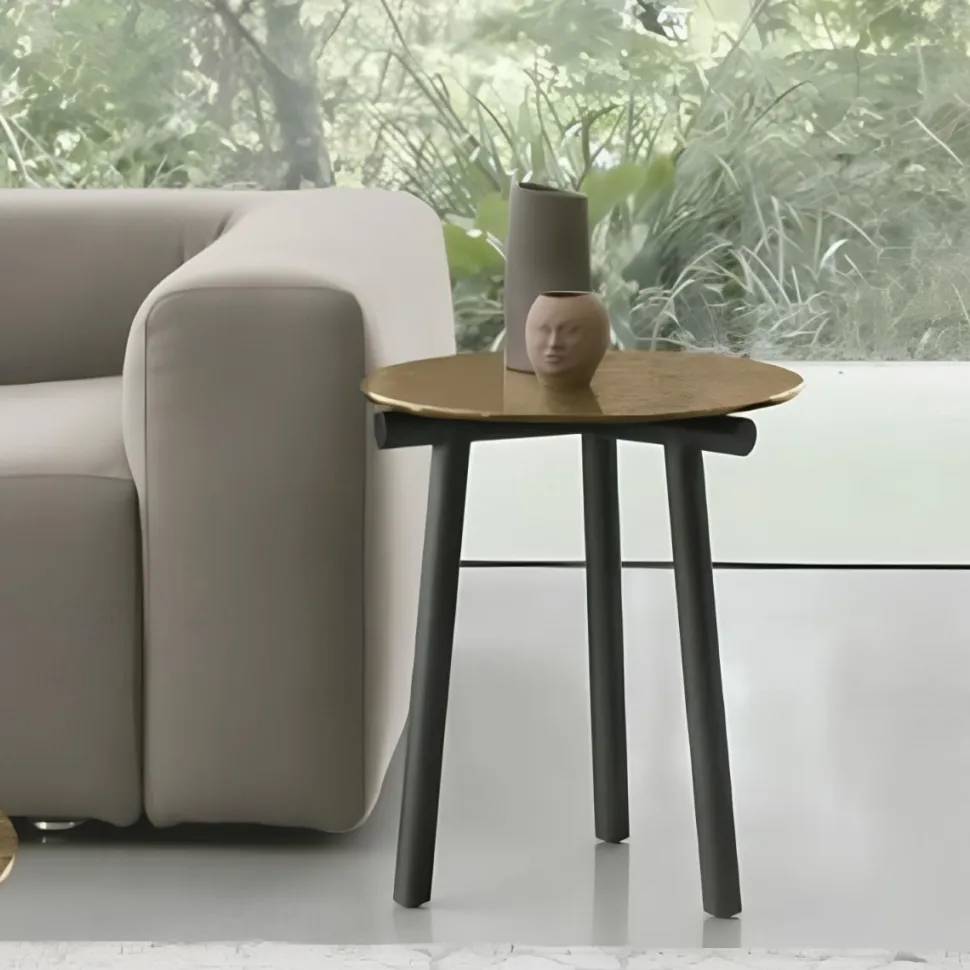 Tavolino angolare da salotto con piano in vetro o gres Kyoto Corner disponibile in vari colori