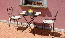 Tavolino da Esterno Stresa70x70 cm Pieghevole in Ferro Nero