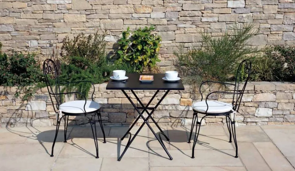 Tavolino da Esterno Stresa70x70 cm Pieghevole in Ferro Nero