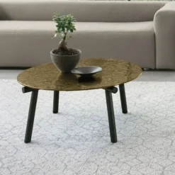 Tavolino da salotto con piano in vetro o gres Kyoto disponibile in vari colori