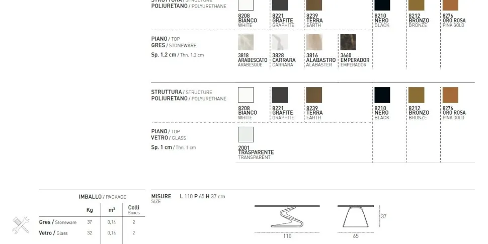 Tavolino da salotto Zed disponibile in vari colori