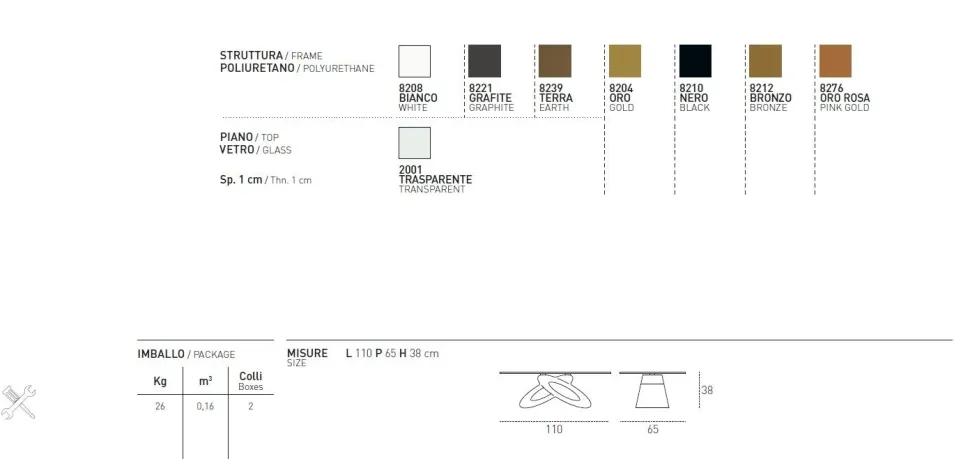 Tavolino Eclipse disponibile in vari colori