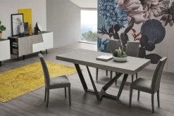 Tavolo allungabile Apollo in finitura Bianco rustico con struttura Grafite L 160