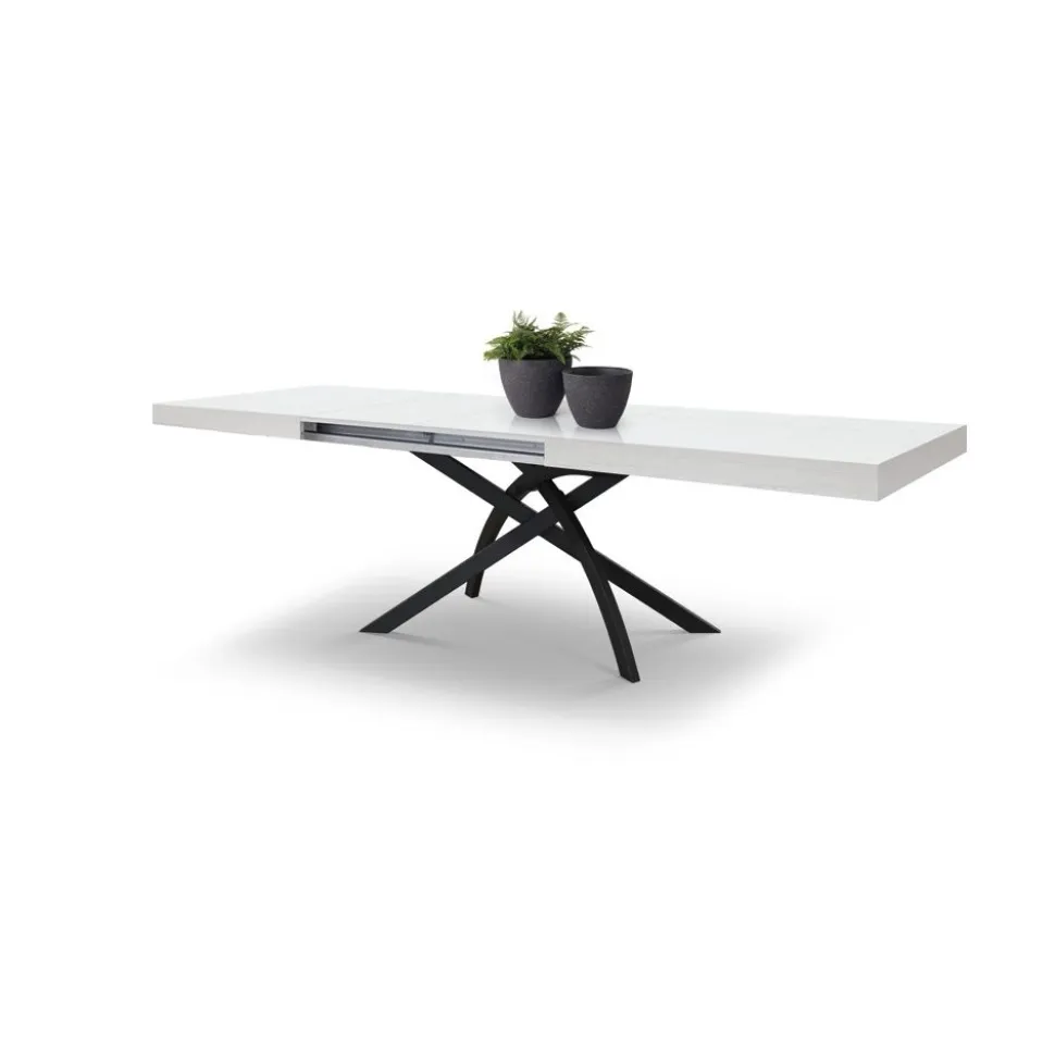 Tavolo allungabile con gamba centrale Marcus finitura Bianco Frassino disponibile in 2 misure