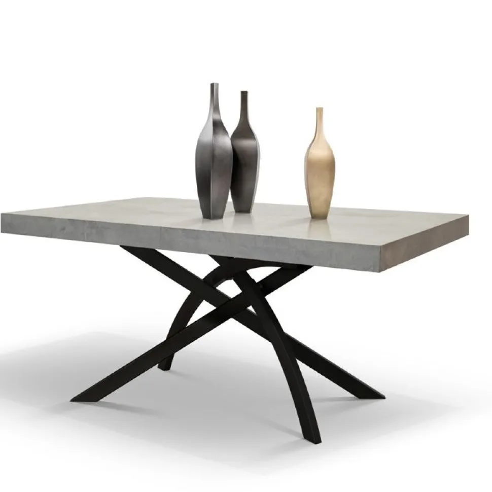 Tavolo allungabile con gamba centrale Marcus finitura Cemento disponibile in 2 misure