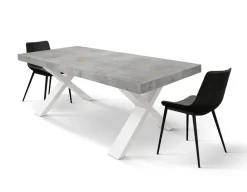 Tavolo allungabile con gambe incrociate Isaak finitura Cemento disponibile in 2 misure
