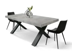 Tavolo allungabile con gambe incrociate Isaak finitura Cemento disponibile in 2 misure