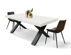 Tavolo allungabile con gambe incrociate Isaak finitura Bianco Frassino disponibile in 2 misure