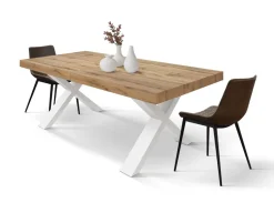 Tavolo allungabile con gambe incrociate Isaak finitura Rovere disponibile in 2 misure