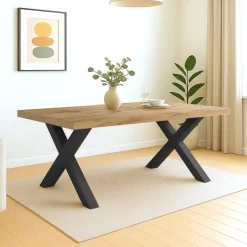 Tavolo allungabile con gambe incrociate Isaak finitura Rovere disponibile in 2 misure