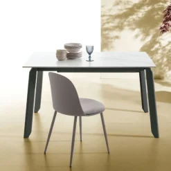 Tavolo allungabile con piano rettangolare in gres porcellanato Efesto disponibile in vari colori L 130