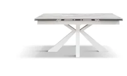 Tavolo allungabile con piano in ceramica finitura bianco statuario Ecate